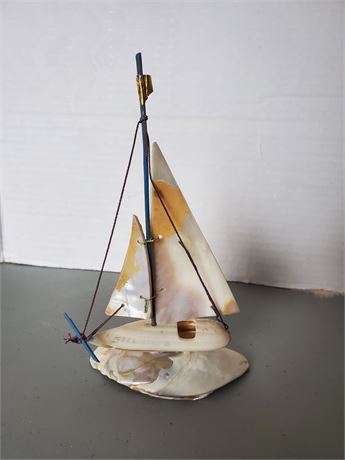 Vintage Seashell Sailboat