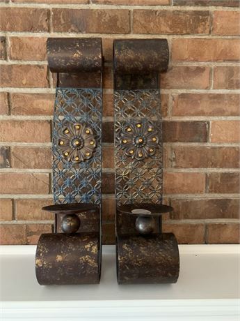 Set of 2 Decorative Metal Scrolled Wall Sconce Candleholder