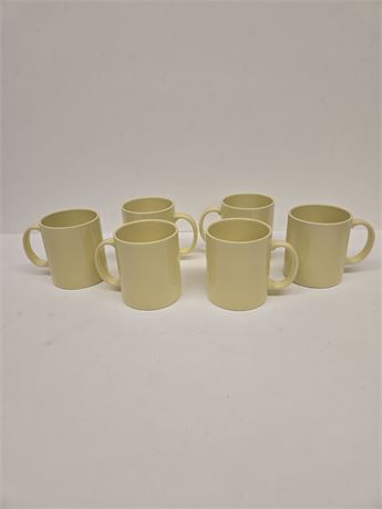 6 Mid-Century Yellow Coffee Mugs