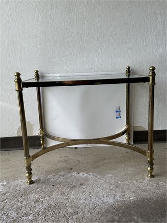 MCM Brass and Glass Side End Table