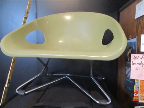 Vintage Eames MCM Cosco Avocado Green Chrome Molded Youth Chair