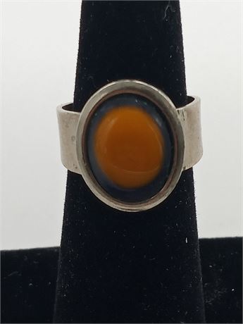 Beautifull Amber Looking Ring on Stainless Band