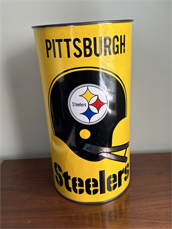 Vintage Pittsburgh Steelers Metal Tin Trash Can