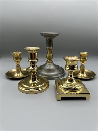 Decorative Brass Candle Holder Grouping