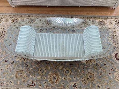 Classic White Wicker Patio/Sunroom Coffee Table With Glass Top
