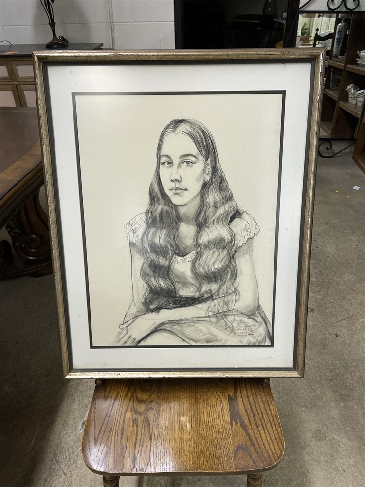 Great Finds Online Auctions - Pencil Signed Sketch of Young Girl by ...