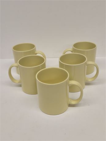 5 Mid-Century Yellow Coffee Mugs