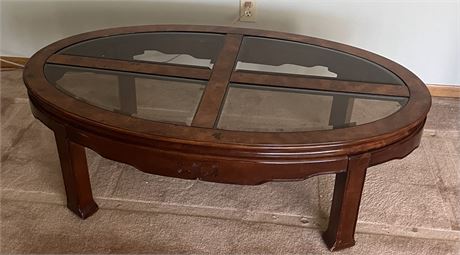 Oval Cherry Glass Top Coffee Table