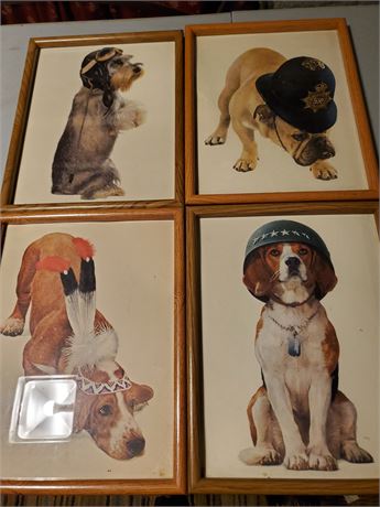 Set of 4 Vintage Framed Dog Prints
