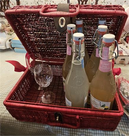 Red Picnic Basket and Contents