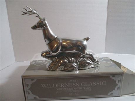 Vintage AVON Wilderness Classic Silver Deer After Shave Collector Bottls