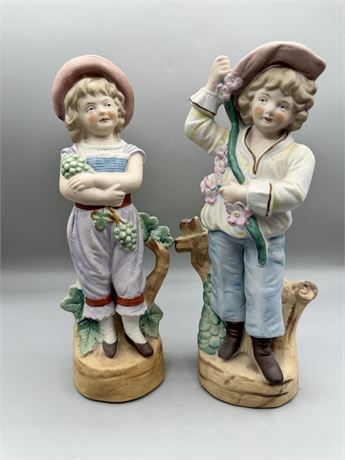 Antique German Bisque Pottery Figurines