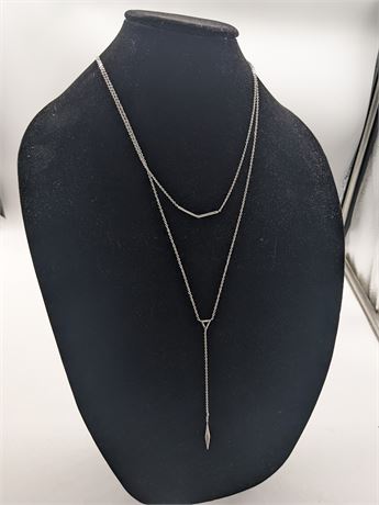 Silvertone Double Hang Necklace