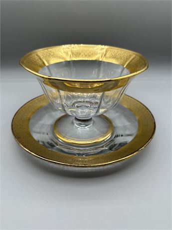 Vintage Gold-Rimmed Glass Bowl & Plate