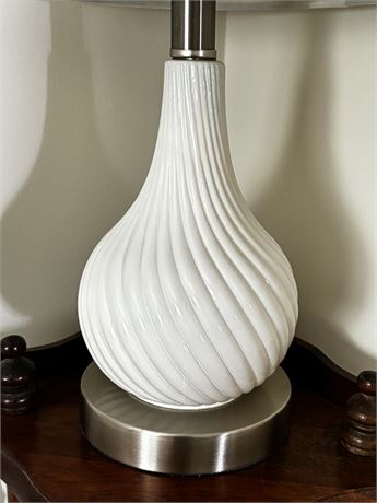Modern White Swirl Design  Table Lamp