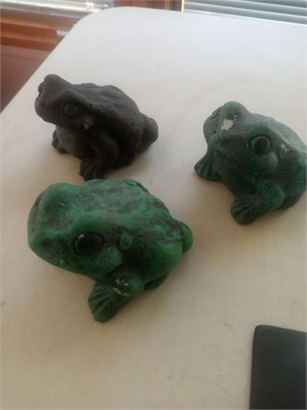 3 Cement Garden Frogs
