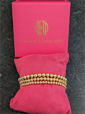 House of Harlow 1960 Gold tone Stretch Bead Bracelets