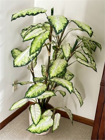 Tall Faux Silk Large Leaf Potted Tree