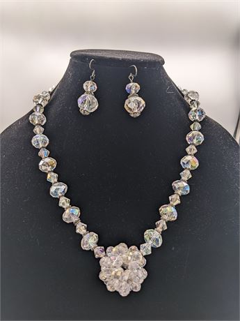 Women's Fashion Crystal Bead Necklace & Earrings