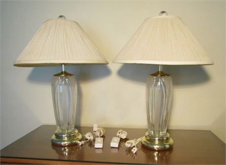 Etched Glass Columnar Table Lamps