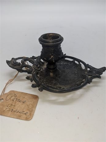 Antique French Cast Iron Candle Holder