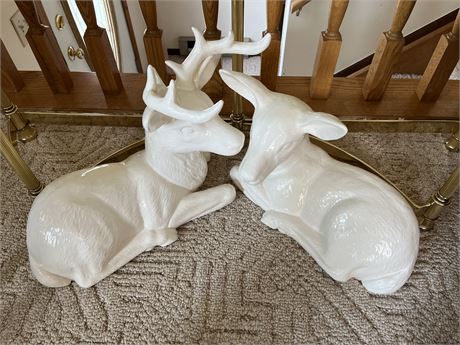 White Ceramic Reindeer Pair