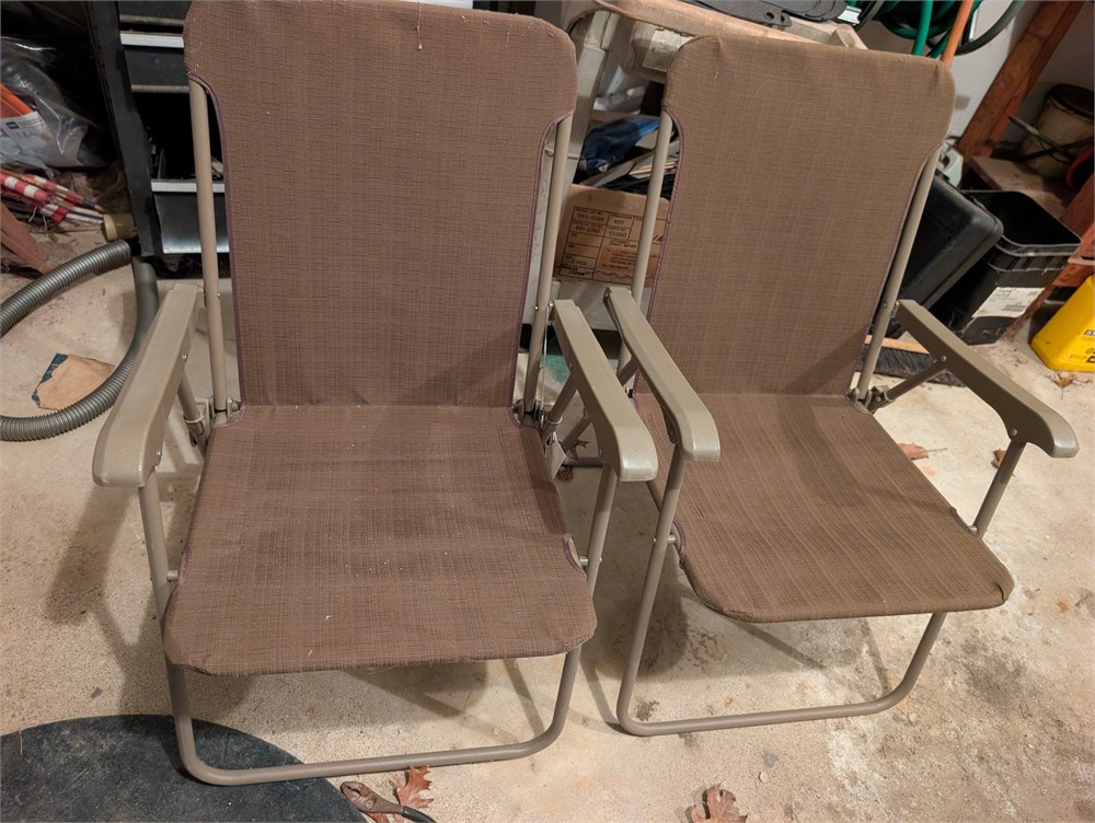 Great Finds Online Auctions - Pair Brown Folding Lawn Camping Chairs ...