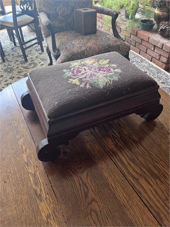 Antique Empire Embroidered Footstool