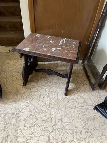 Antique Marble Topped End Table
