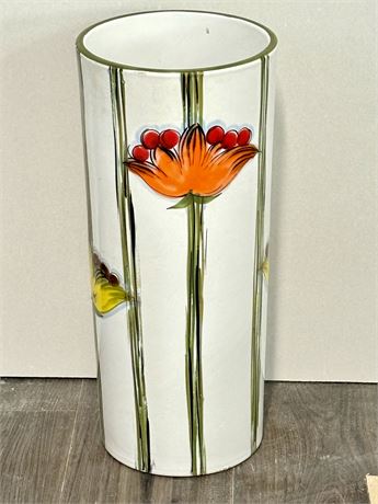 Bold Colorful Flowers MCM Murano Art Glass Tall Umbrella Stand Italy