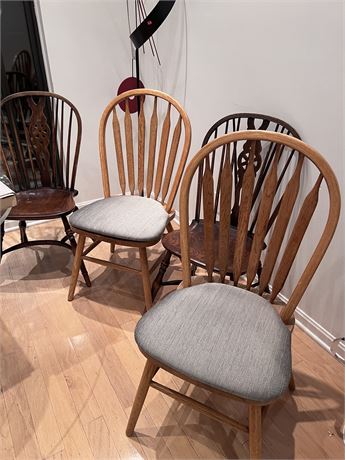 Pair of Padded Seat Windsor Chairs