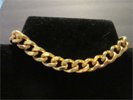 New MCM Vintage Men's 7 1/2" Large Heavy Gold Fancy Bracelet w/ Clasp 32.7 Gm