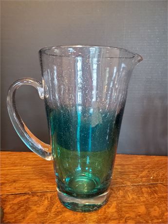 Cool Bubble Glass Pitcher w/ Applied Handle