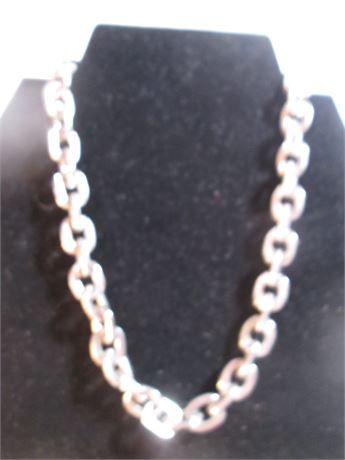 Vintage 15"  Heavy Silvertone Masculine Choker Necklace
