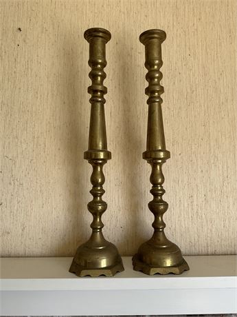 Pair of Vintage Alter Brass Candle Holders