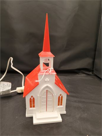 Vintage Plastic Light Up Church w/ Steeple