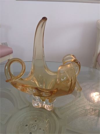 Vintage Chalet Art Glass Amber Gold Bowl