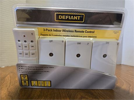 Defiant 3-Pack Indoor Wireless Remote Control  NEW