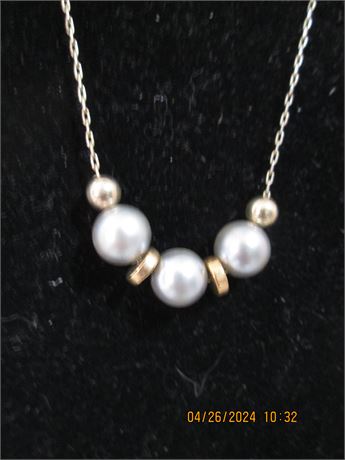 Vintage SARAH COVENTRY 18" Slider Black Pearl & Gold Bead Necklace