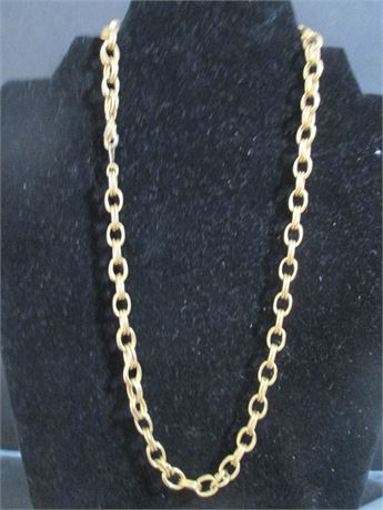 Vintage 19" Heavy Gold Faux Double Link Necklace w/ Lobster Clasp