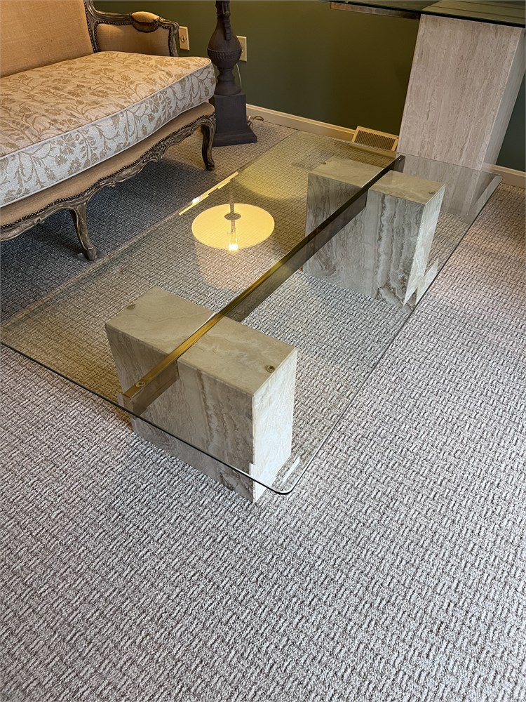 Great Finds Online Auctions - Contemporary Teselated Marble & Brass ...