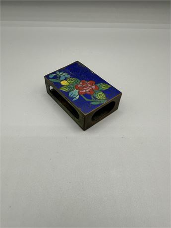 Vintage Chinese Cloisonne Enamel Match Box Safe