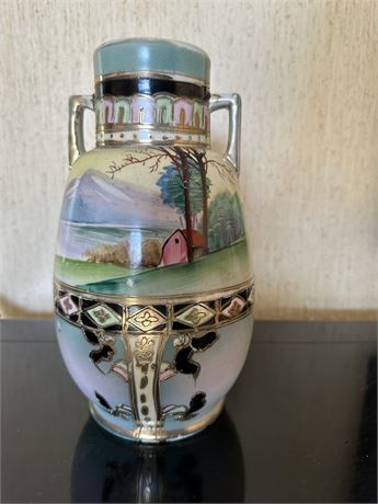 Antique Japanese Hand Painted Vase