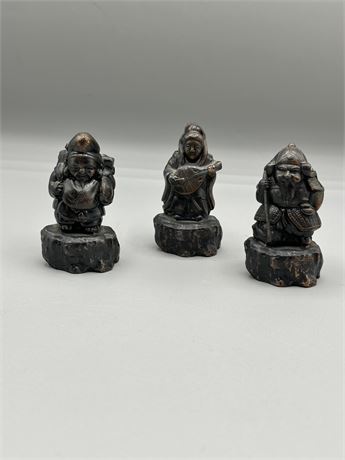 Vintage Japan Die Cast Metal Buddha Figurines