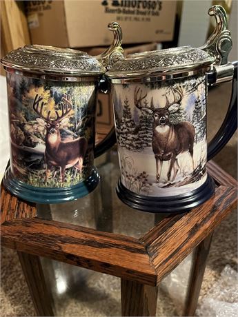 Franklin Mint Majestic Solitude & At River's Edge by Rick Fields  Tankards